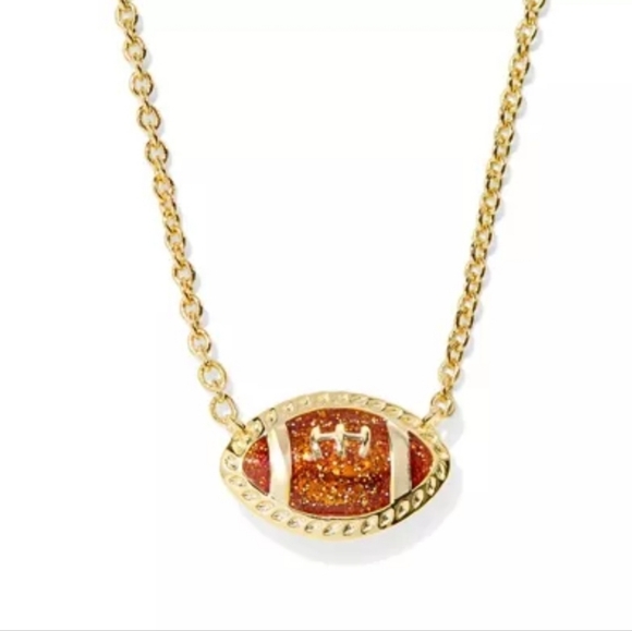 Kendra Scott Jewelry - Kendra Scott Enamel Football Pendant Necklace  14K Gold Over Brass 19"
